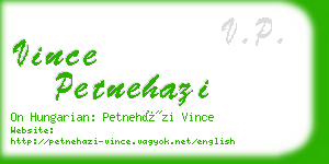 vince petnehazi business card